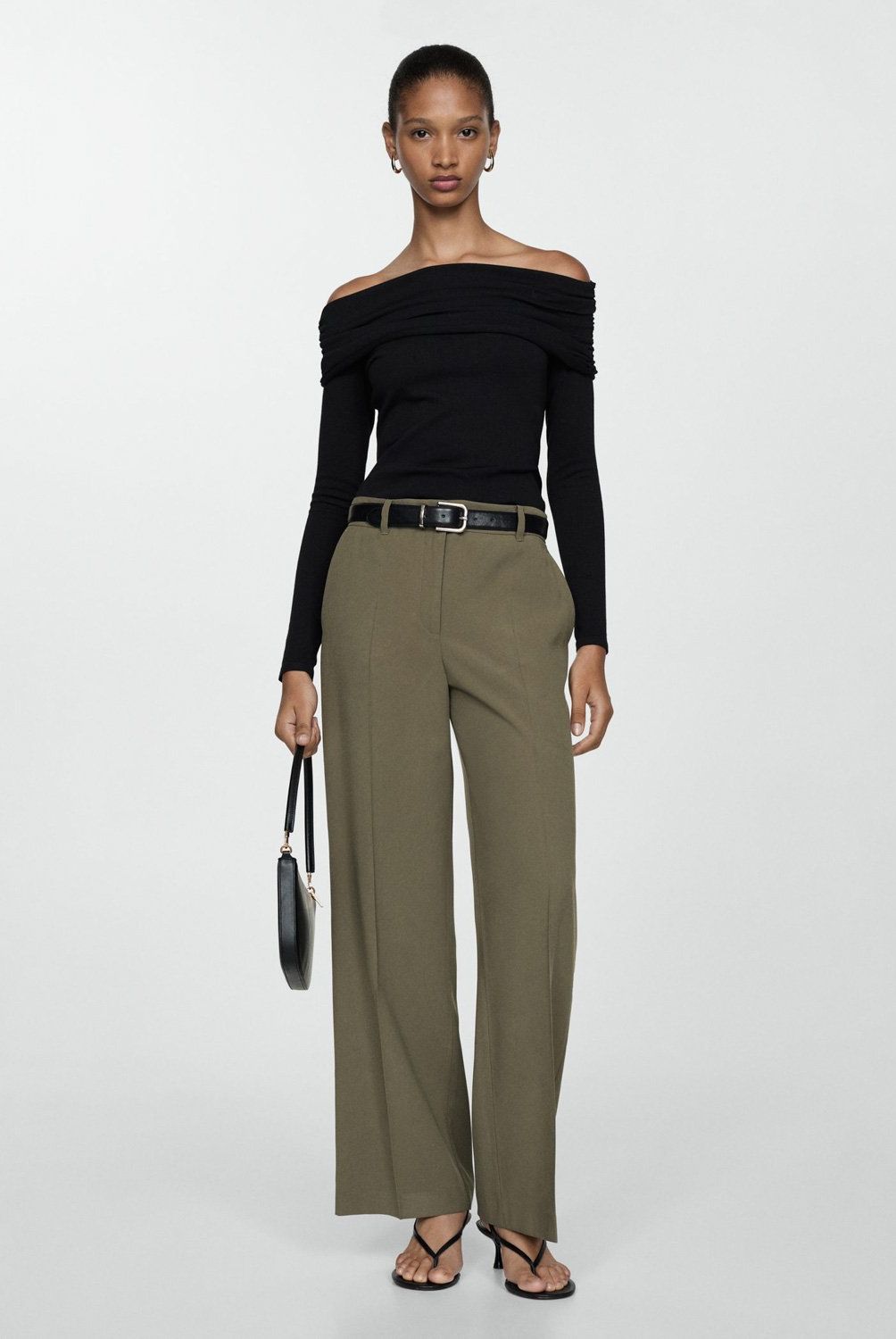 MANGO - Pantalón Pinzas Wideleg Mujer Mango