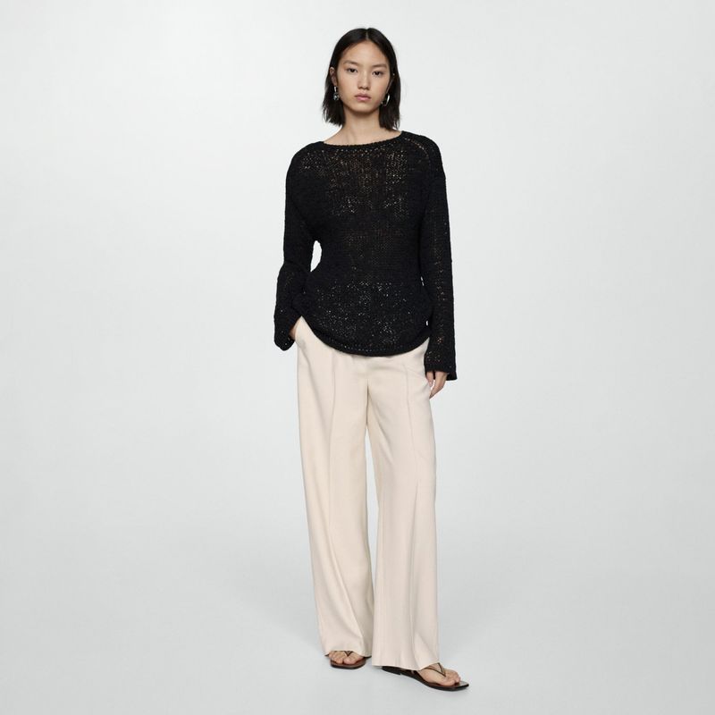 MANGO - Pantalón Pinzas Wideleg Mujer Mango