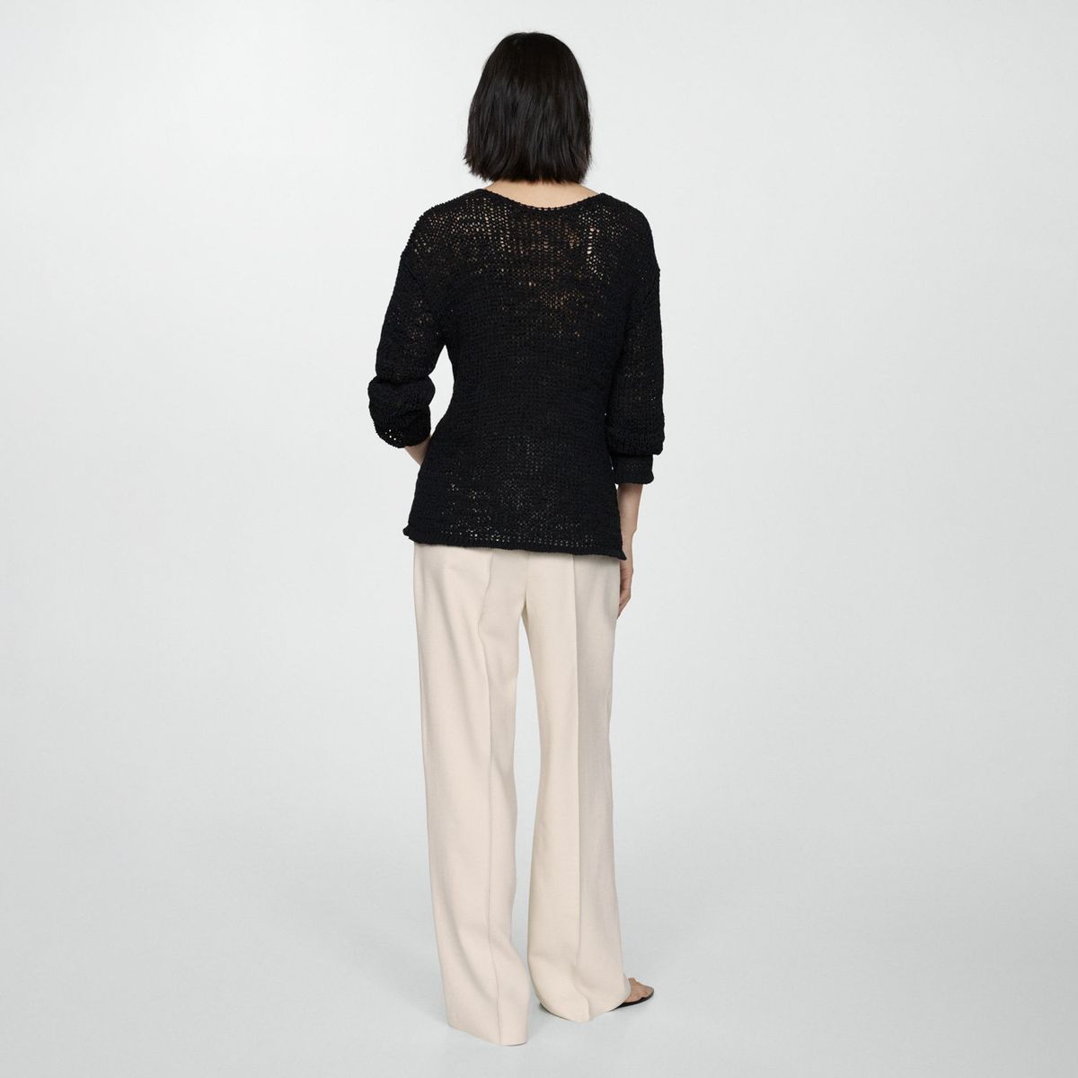 MANGO - Pantalón Pinzas Wideleg Mujer Mango