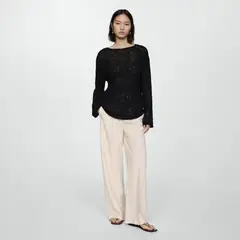 MANGO - Pantalón Pinzas Wideleg Mujer