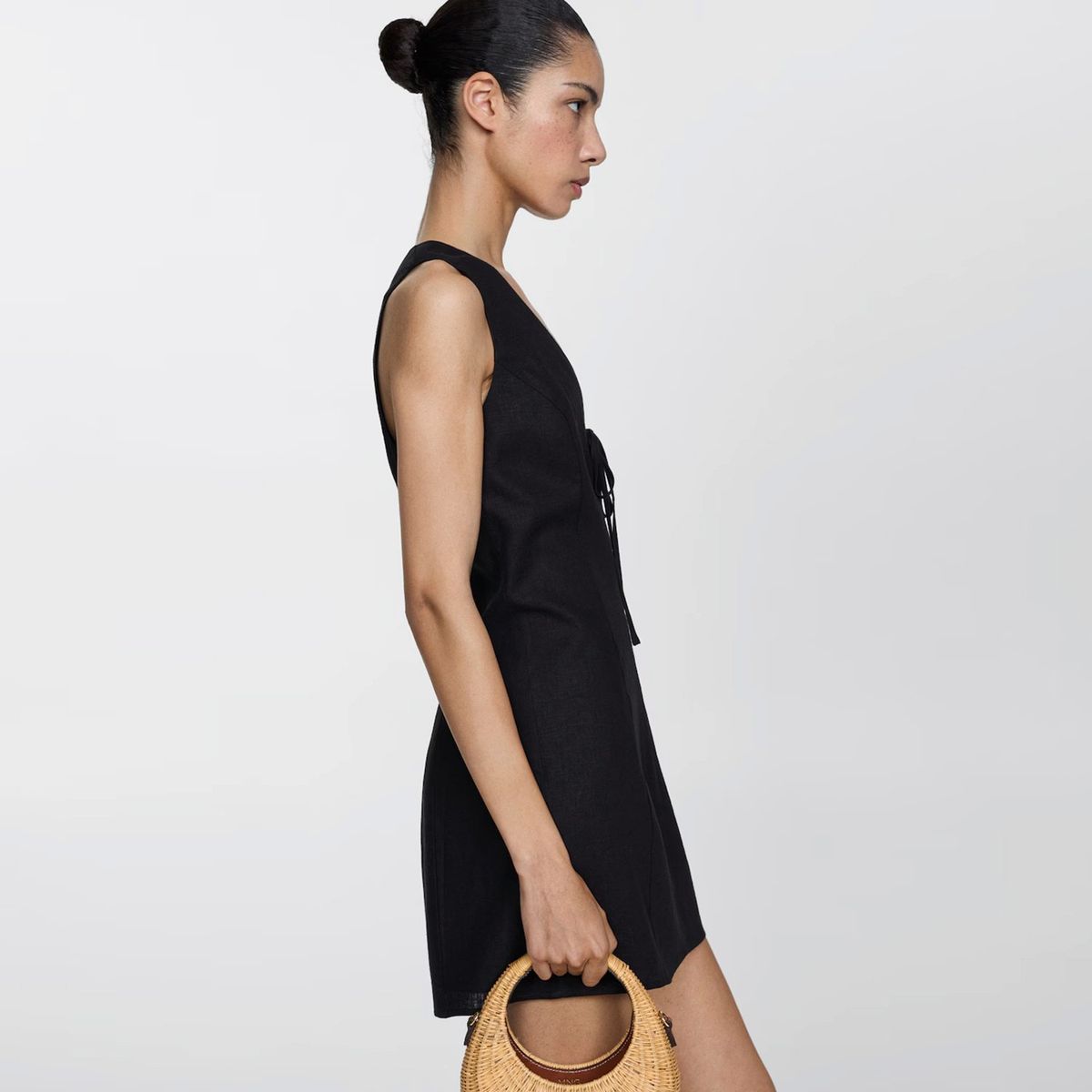 MANGO - Vestido Lino Corto Mujer Mango