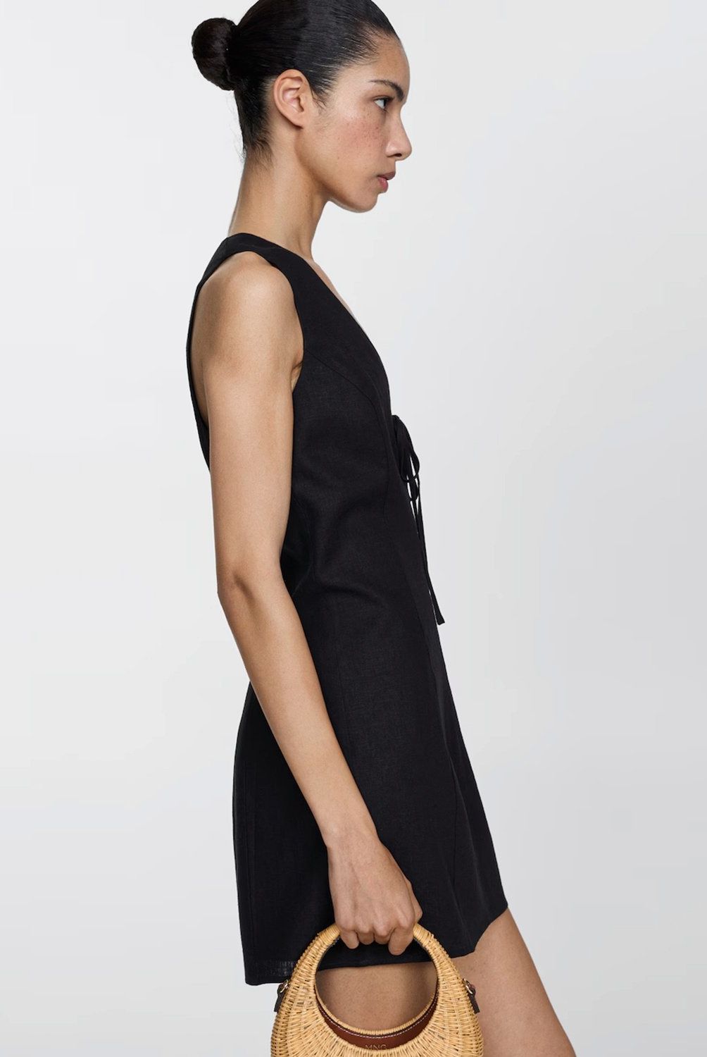 MANGO - Vestido Lino Corto Mujer Mango