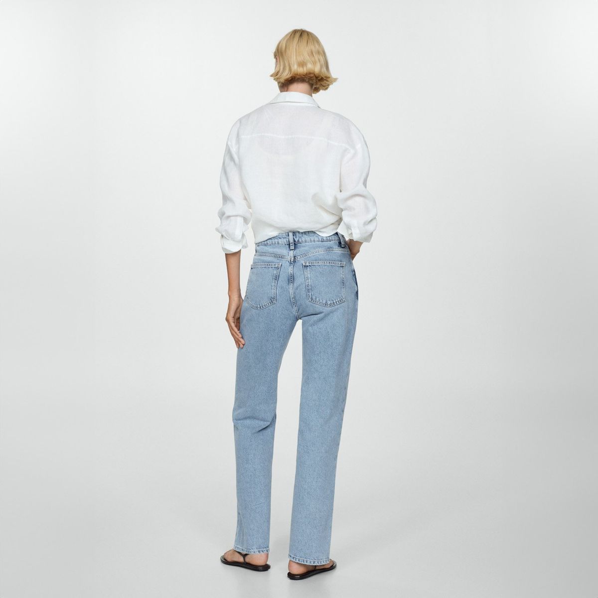 MANGO - Jeans Straight Tiro Medio Mujer Mango