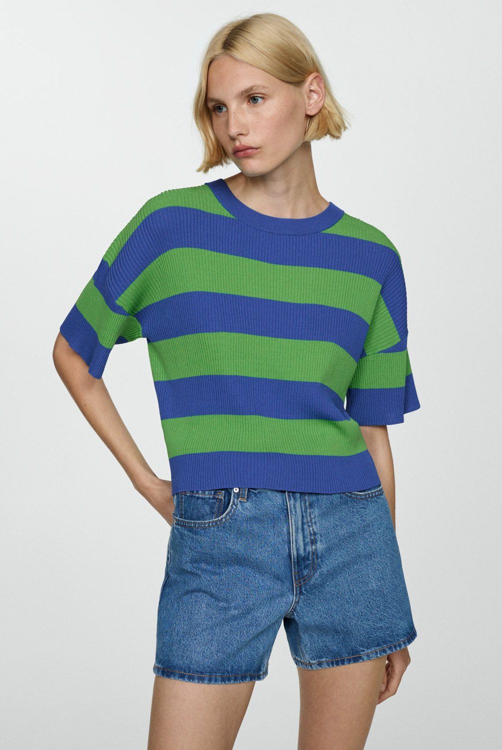 MANGO - Polera Punto Canalé Mujer Mango