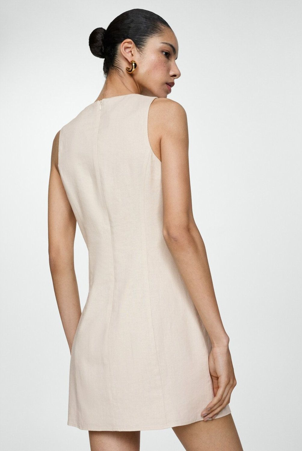 MANGO - Vestido Lino Corto Mujer Mango