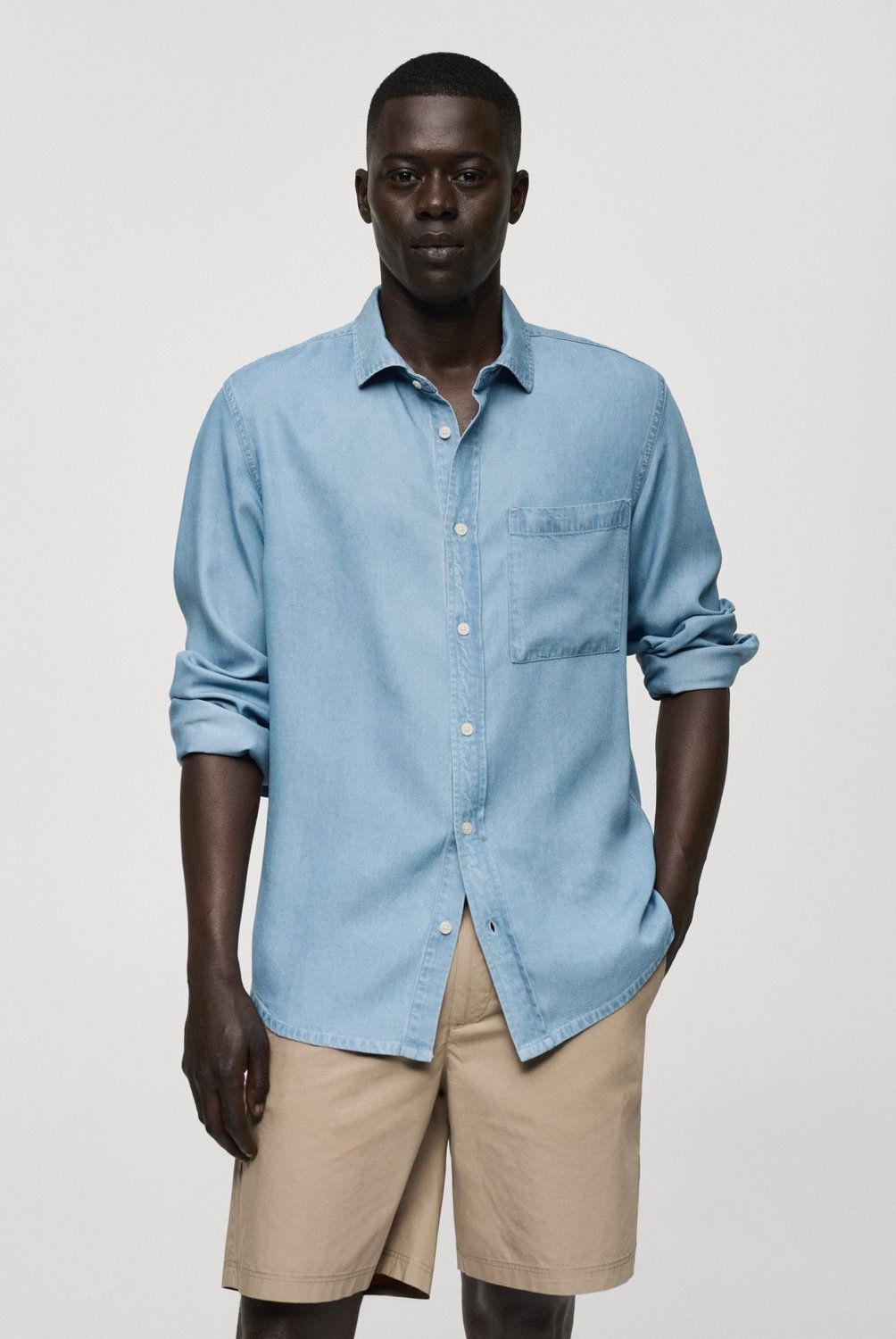 MANGO MAN - Camisa Regular Fit 100% Tencel Hombre Mango Man