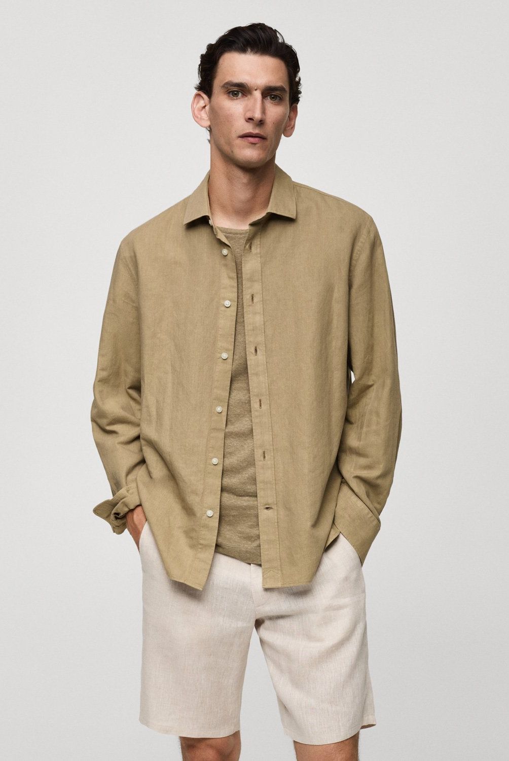 MANGO MAN - Camisa Classic Fit Lino Hombre Mango Man