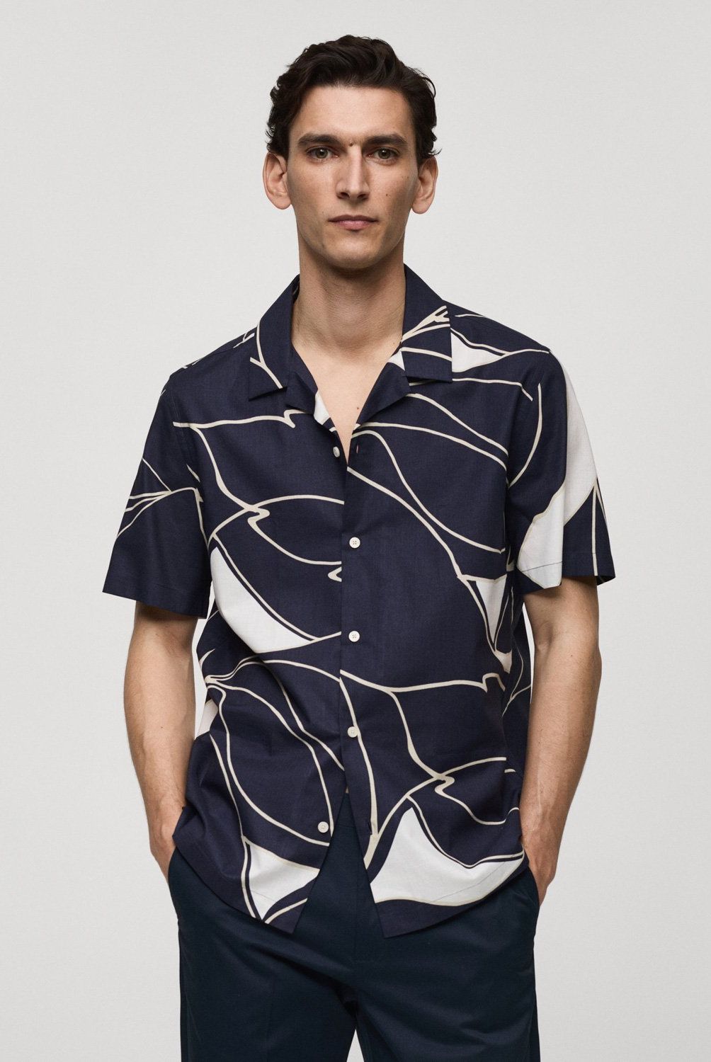 MANGO MAN - Camisa 100% Algodón Estampada Hombre Mango Man