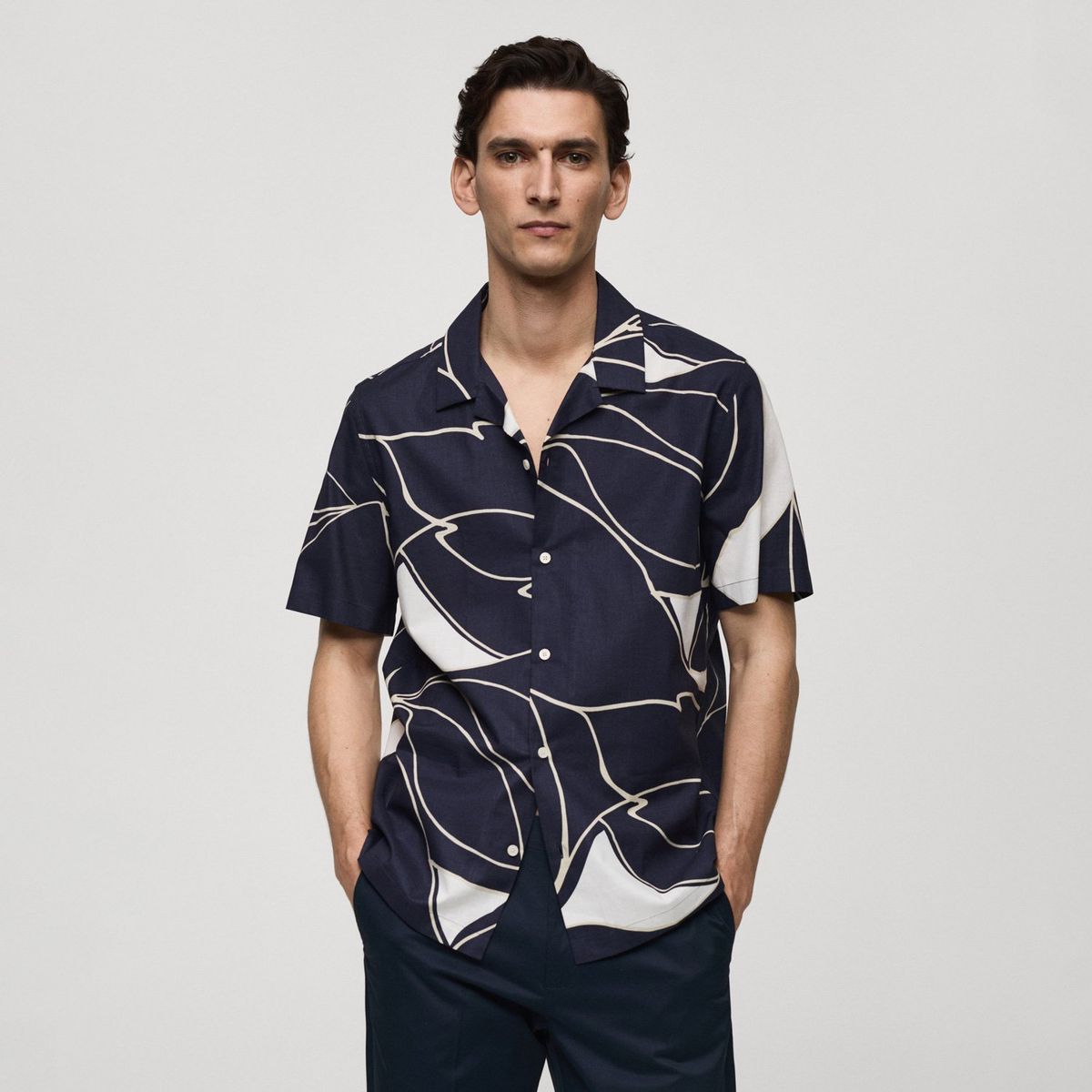 MANGO MAN - Camisa 100% Algodón Estampada Hombre Mango Man
