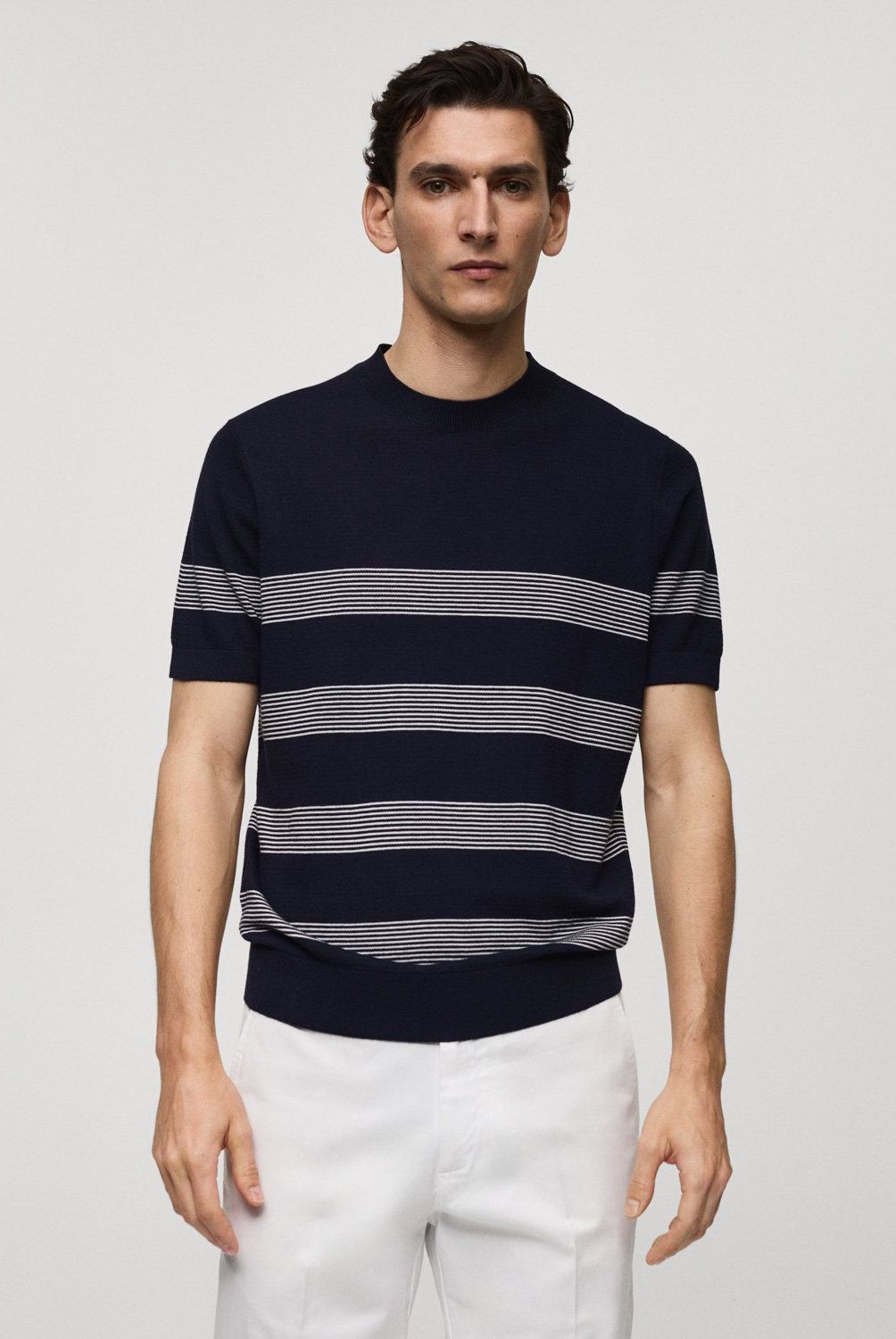 MANGO MAN - Polera Punto Algodón Modal Rayas Hombre Mango Man