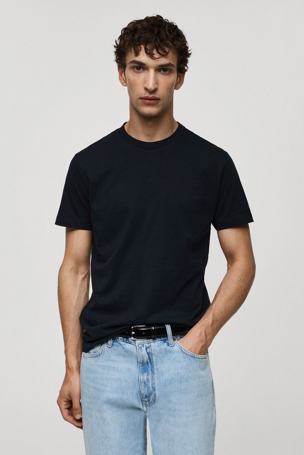 MANGO MAN - Polera Básica Algodón Stretch Hombre Mango Man