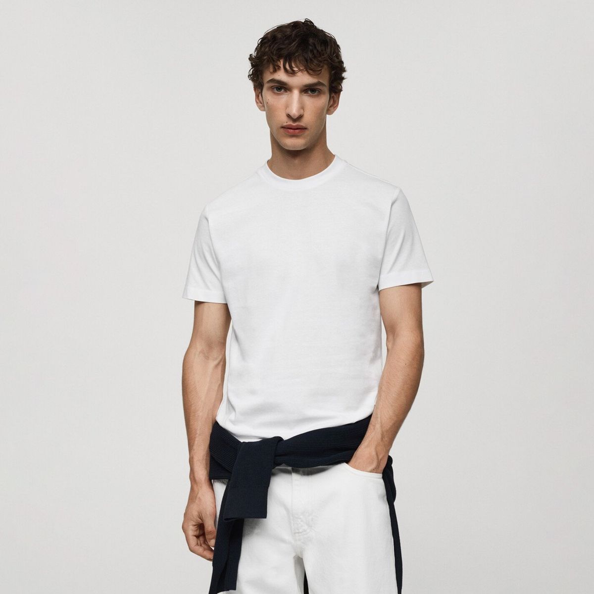 MANGO MAN - Polera Cherlo Manga Corta 100% Algodón Cuello Redondo Hombre Mango Man