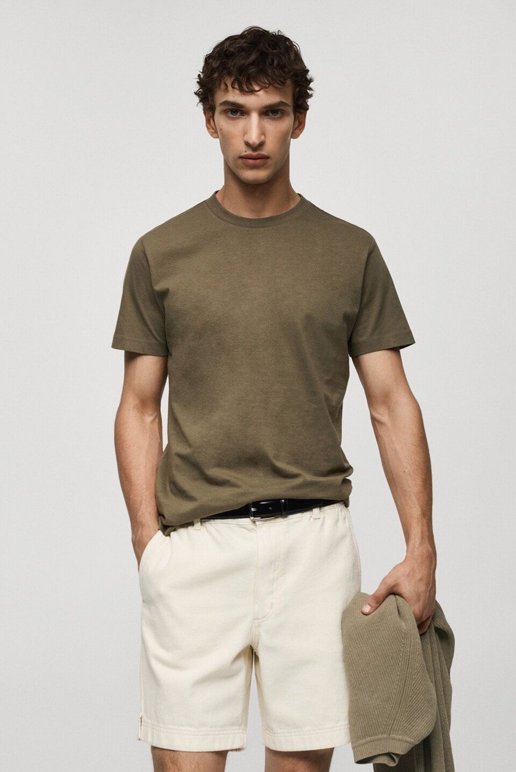 MANGO MAN - Polera Básica Algodón Stretch Hombre Mango Man