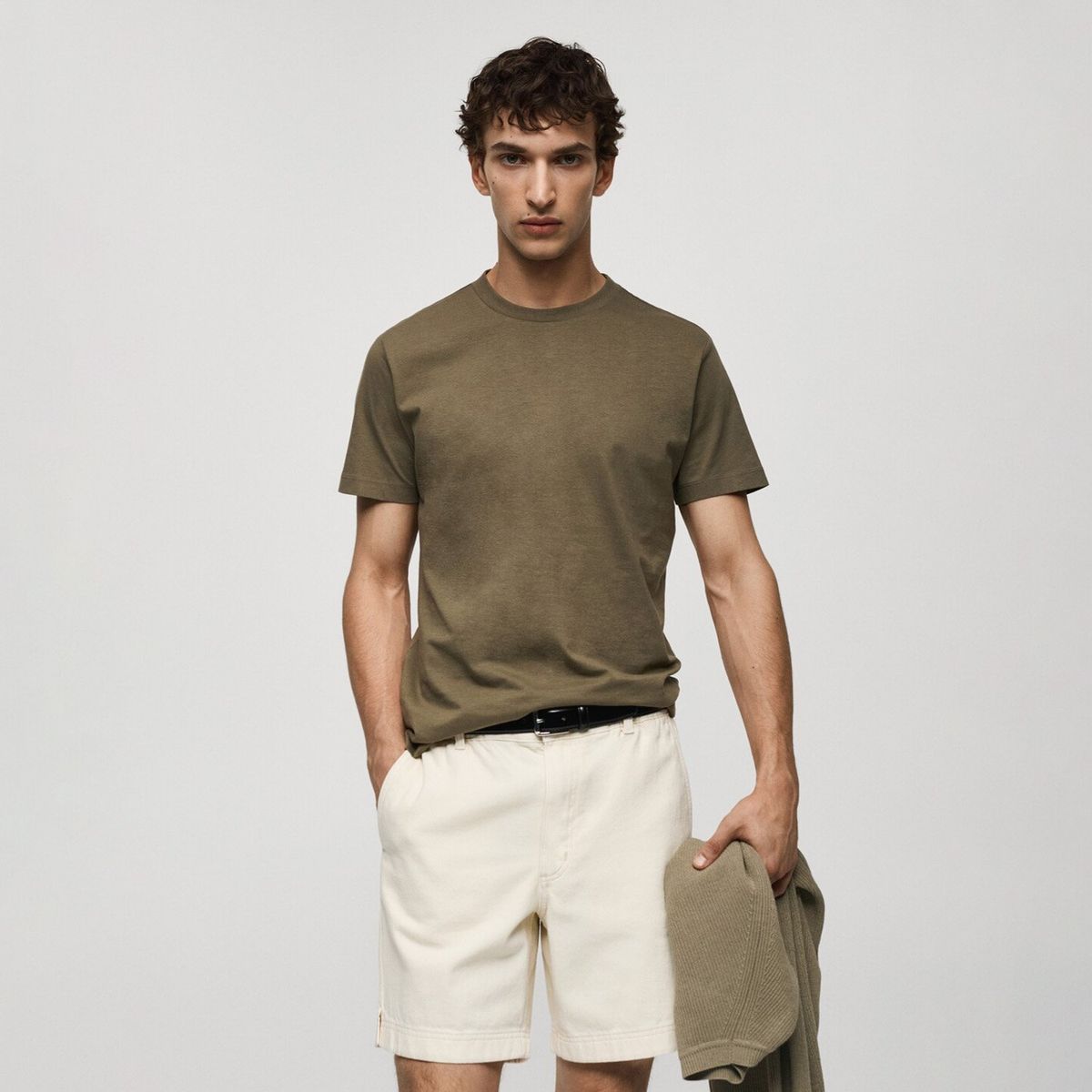 MANGO MAN - Polera Cherlo Manga Corta 100% Algodón Cuello Redondo Hombre Mango Man