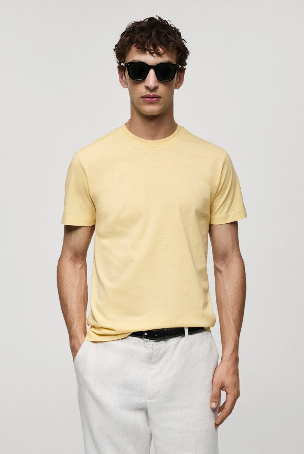 MANGO MAN - Polera Básica Algodón Stretch Hombre Mango Man