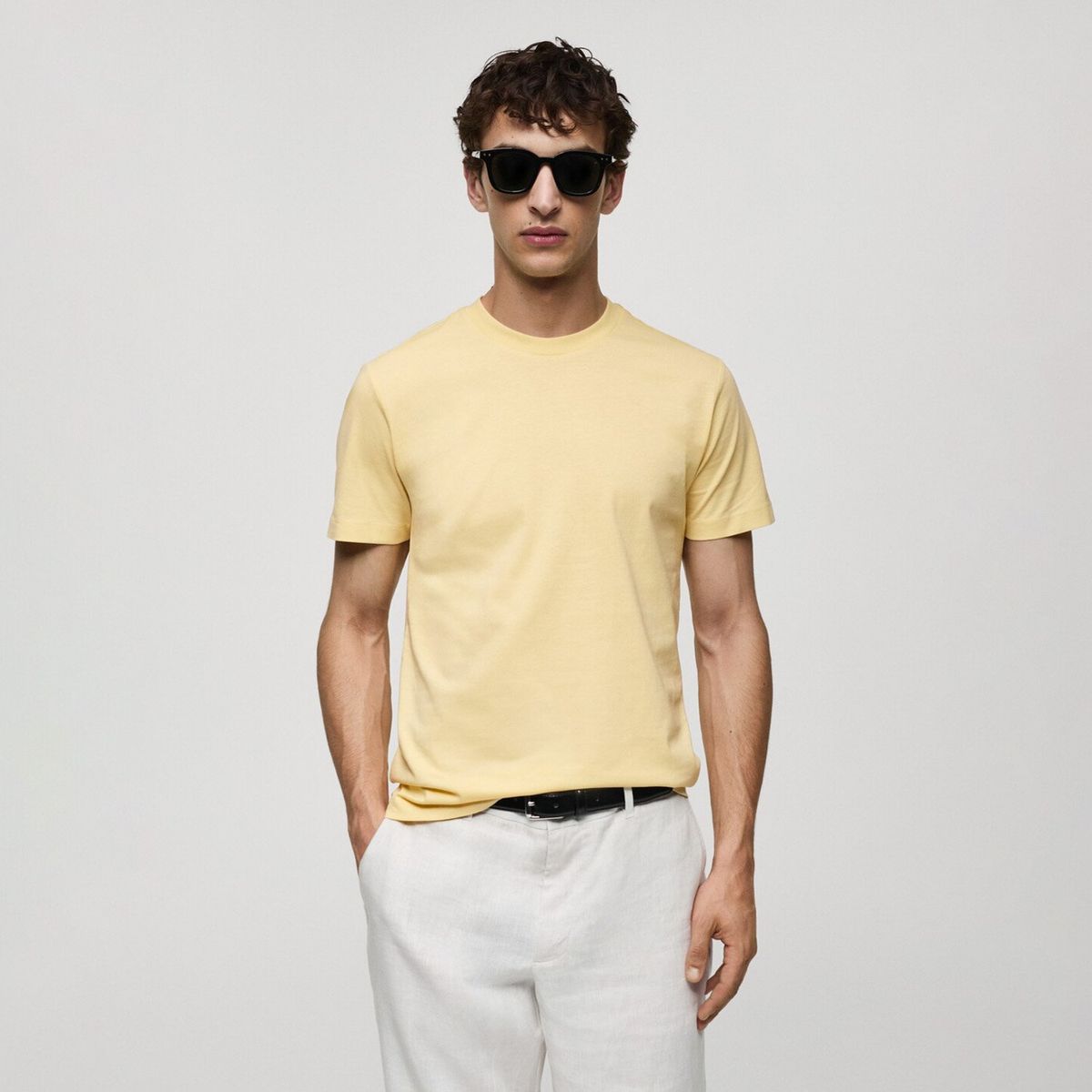MANGO MAN - Polera Cherlo Manga Corta 100% Algodón Cuello Redondo Hombre Mango Man