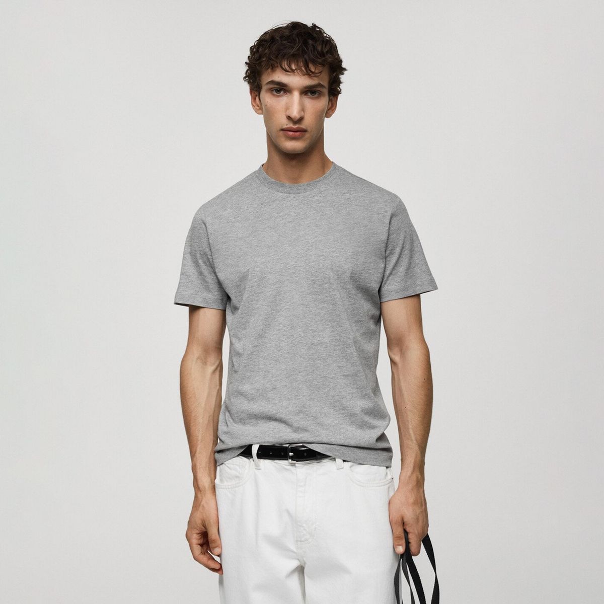 MANGO MAN - Polera Cherlo Manga Corta 100% Algodón Cuello Redondo Hombre Mango Man