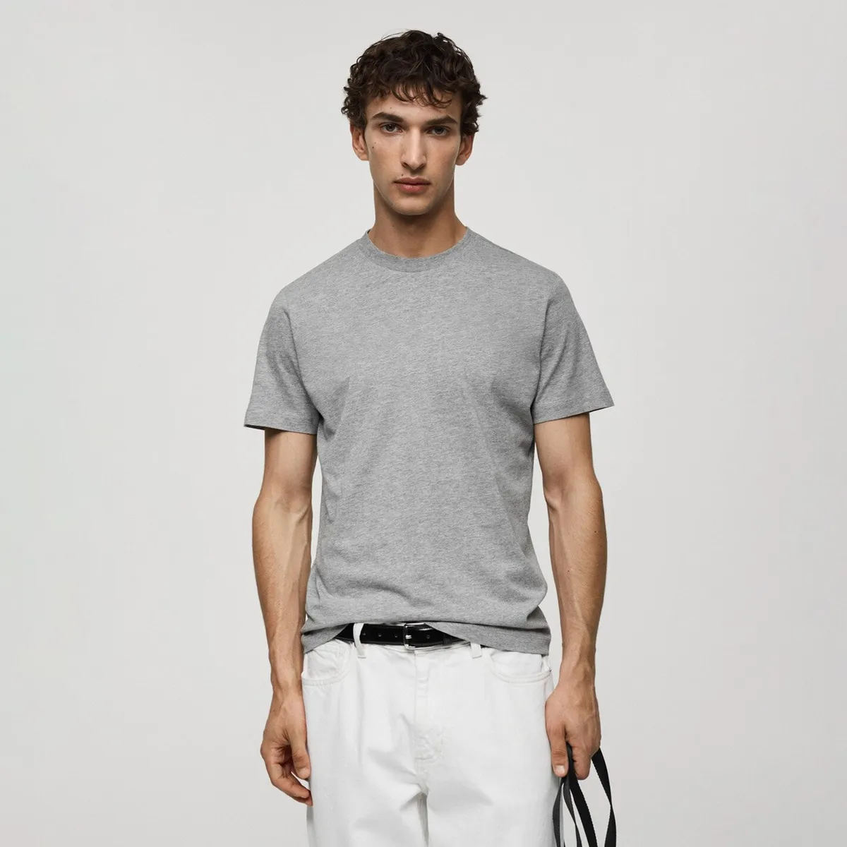 MANGO MAN - Polera Cherlo Manga Corta 100% Algodón Cuello Redondo Hombre Mango Man