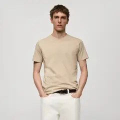 MANGO MAN - Polera Chelsea Manga Corta 100% Algodón Cuello En V Hombre