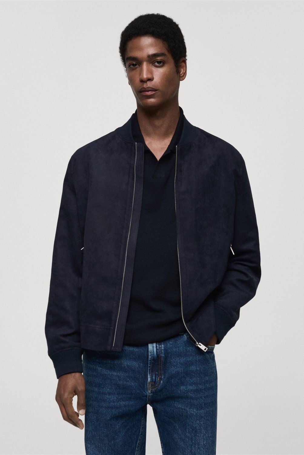 MANGO MAN - Chaqueta Bomber Efecto Ante Hombre Mango Man
