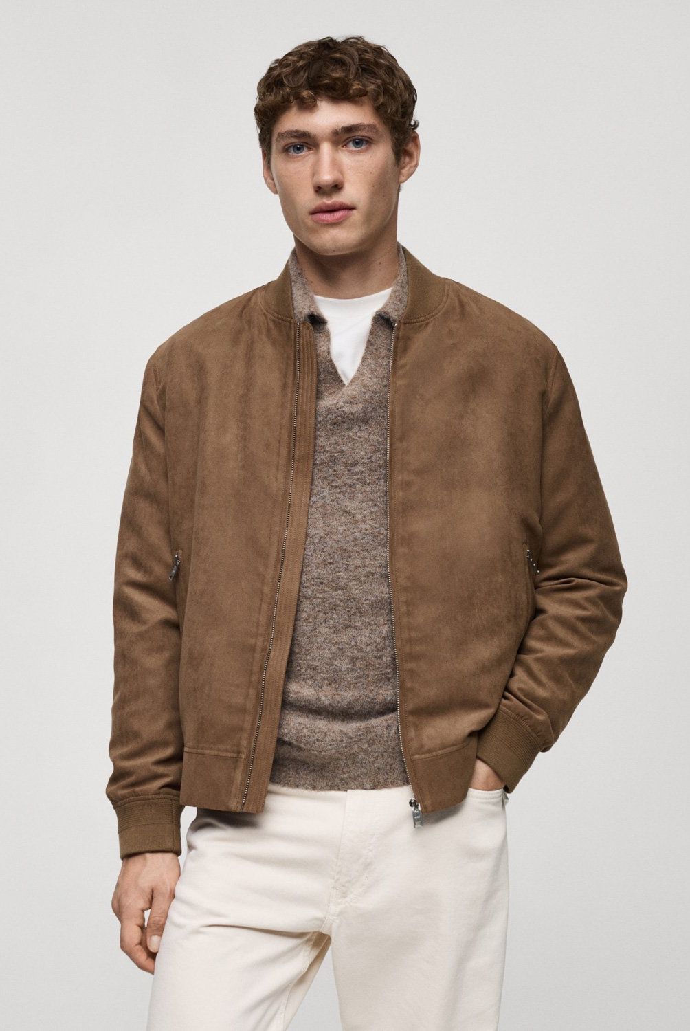 MANGO MAN - Chaqueta Bomber Efecto Ante Hombre Mango Man