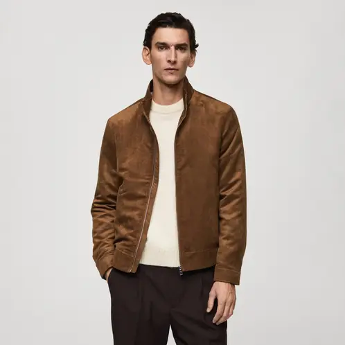 MANGO MAN - Chaqueta Efecto Ante Cremallera Hombre