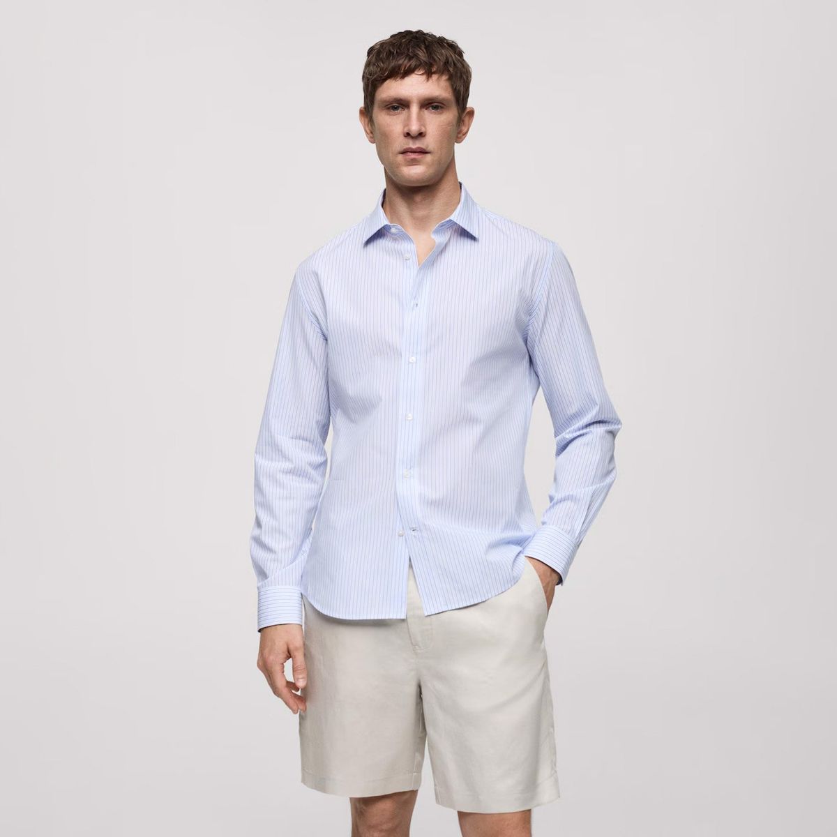 MANGO MAN - Camisa Regular Fit 100% Algodón Rayas Hombre Mango Man