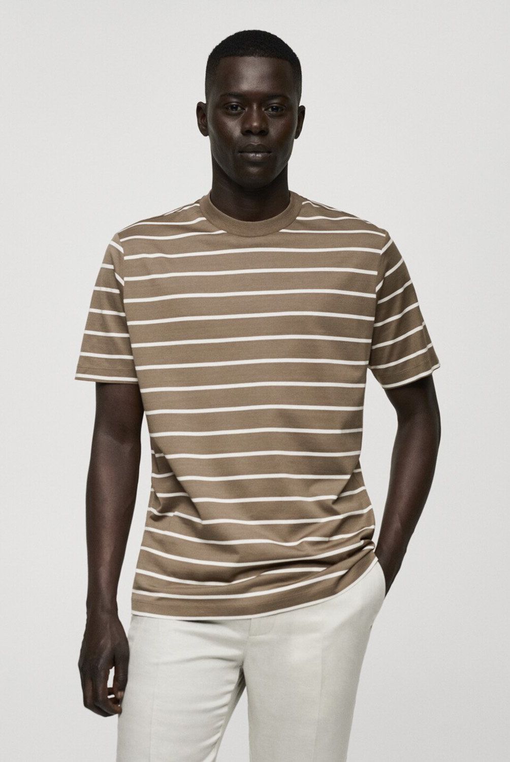 MANGO MAN - Polera Algodón Rayas Hombre Mango Man
