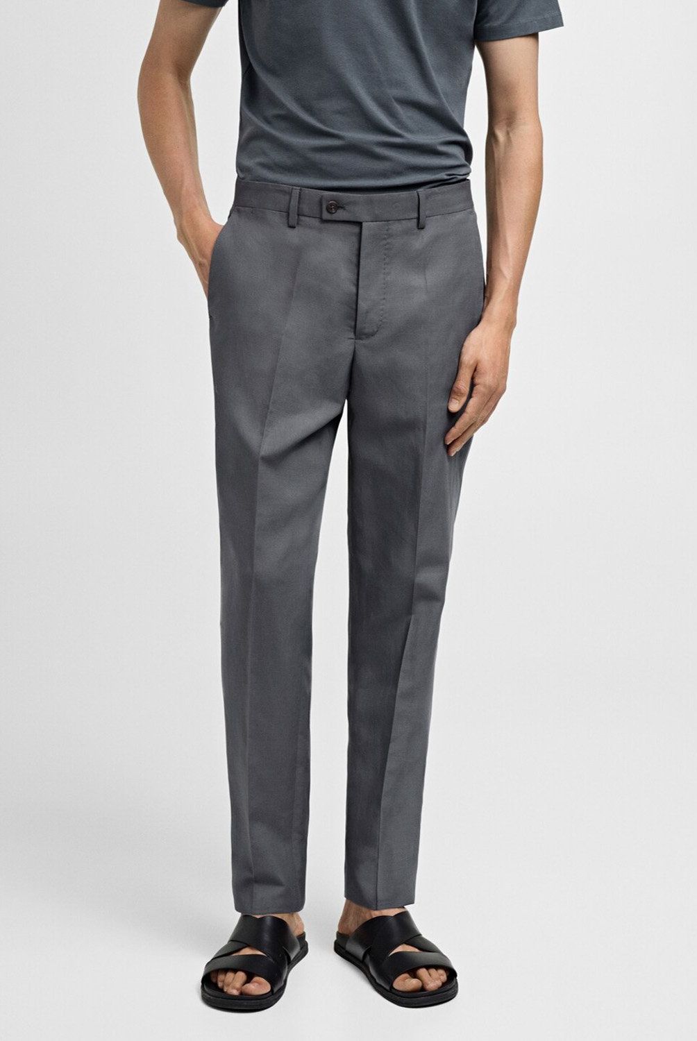 MANGO MAN - Pantalón Traje Slim Fit Mezcla Lino Hombre Mango Man