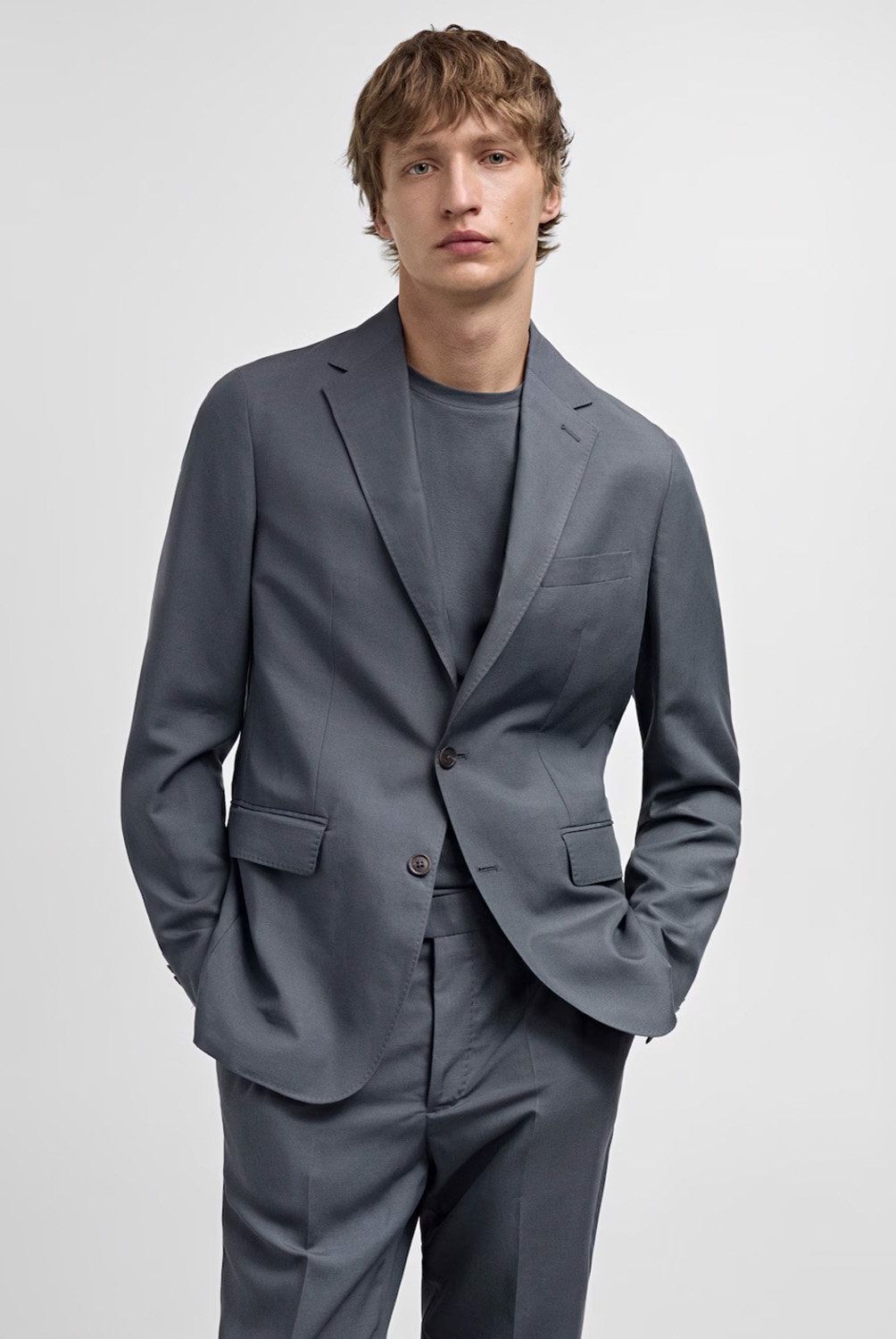 MANGO MAN - Chaqueta Traje Slim Fit Mezcla Lino Hombre Mango Man