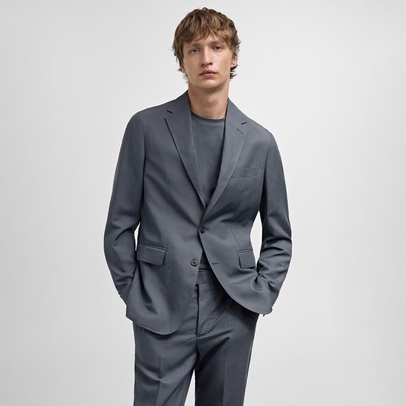 MANGO MAN - Chaqueta Traje Slim Fit Mezcla Lino Hombre Mango Man