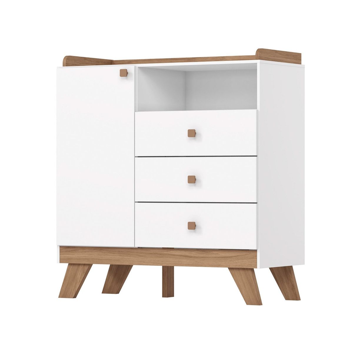 HOME MOBILI - Cómoda 3 Cajones 1 Puerta Confete Blanco Home Mobili