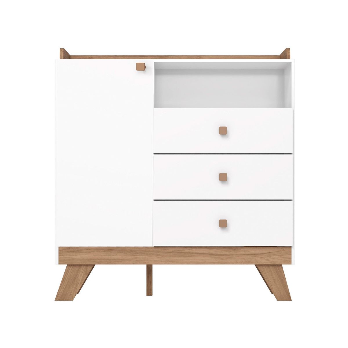 HOME MOBILI - Cómoda 3 Cajones 1 Puerta Confete Blanco Home Mobili