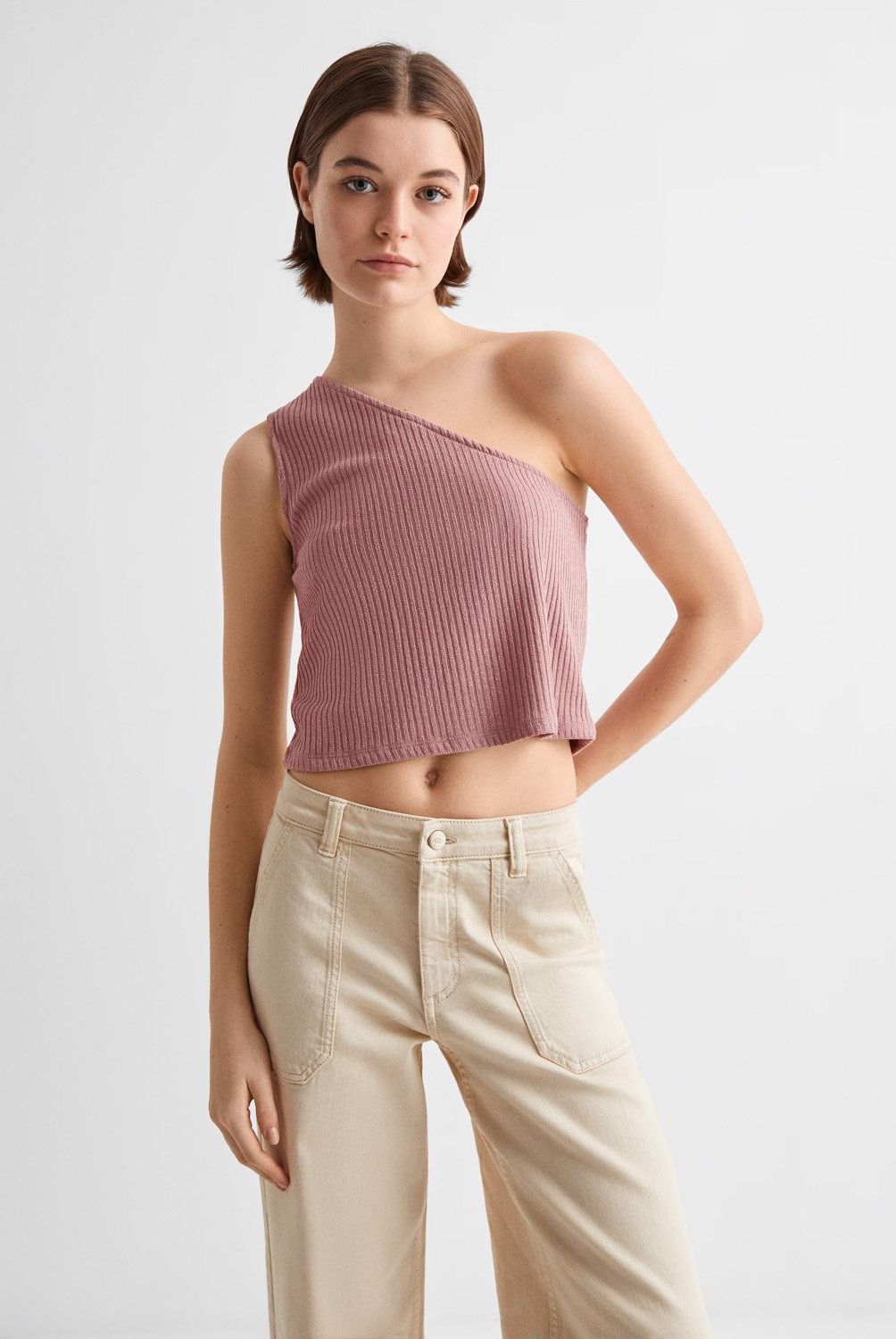 MANGO TEEN - Top Canalé Lúrex Mujer Mango Teen