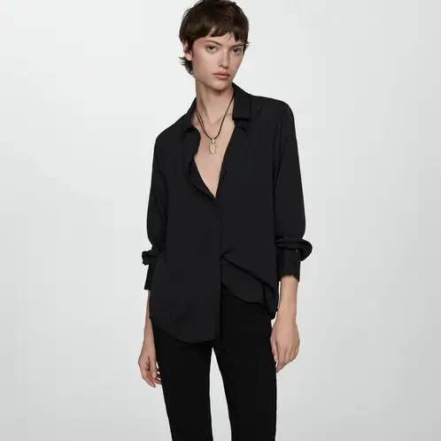 MANGO - Camisa Manga Larga Fluida Mujer