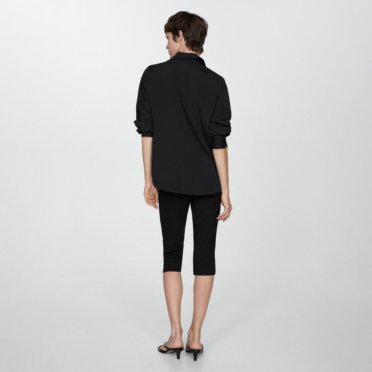 MANGO - Camisa Manga Larga Fluida Mujer Mango