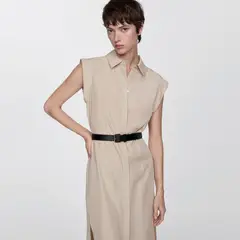MANGO - Vestido Lyocell Cinturón Mujer