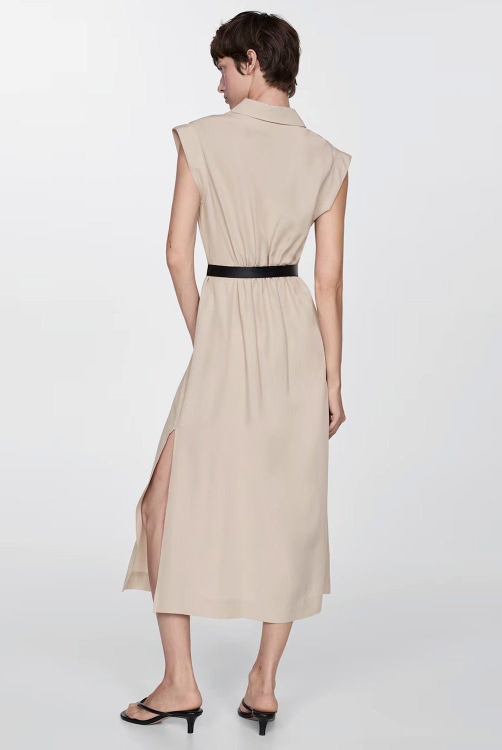 MANGO - Vestido Lyocell Cinturón Mujer Mango