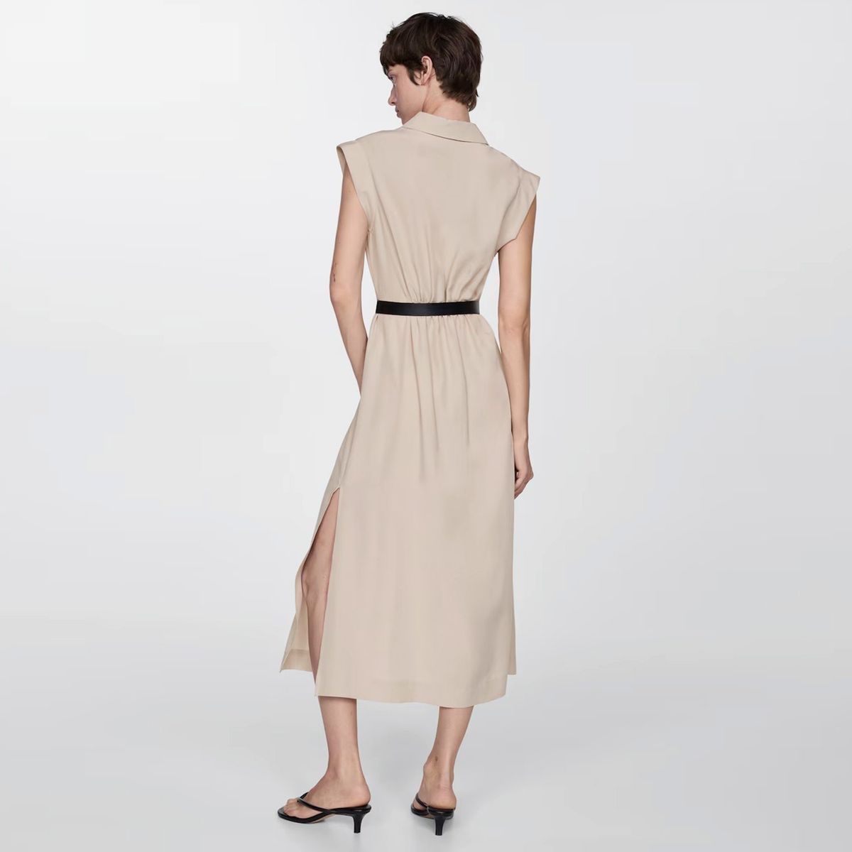 MANGO - Vestido Lyocell Cinturón Mujer Mango