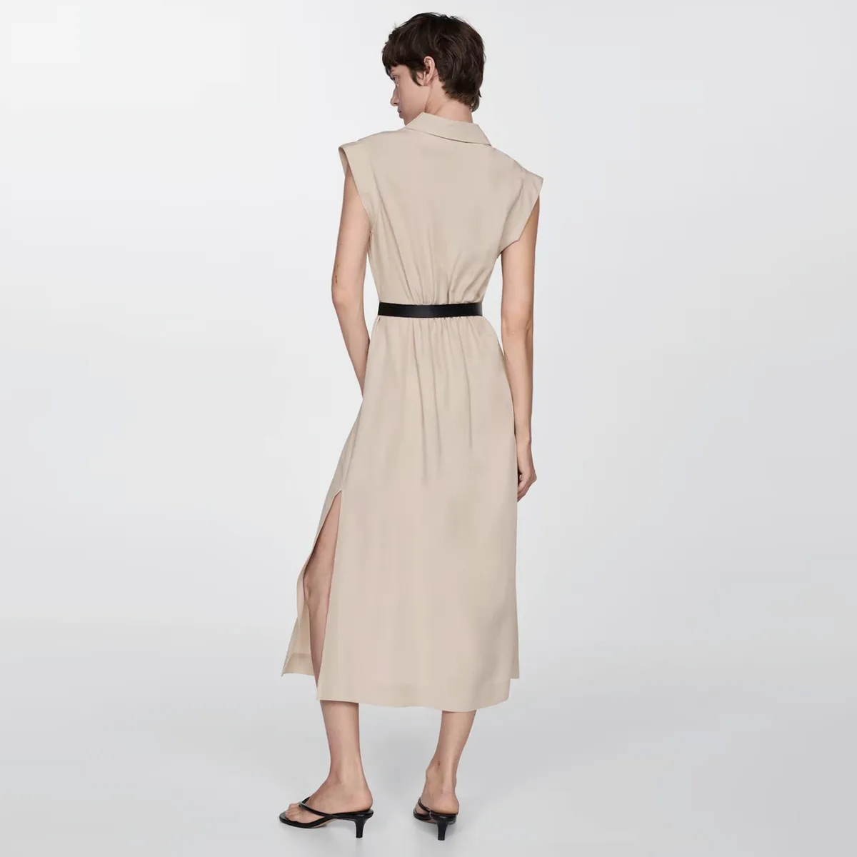 MANGO - Vestido Lyocell Cinturón Mujer Mango