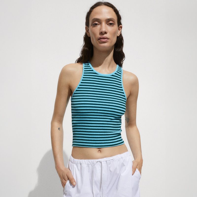 MANGO - Top Punto Rayas Mujer Mango