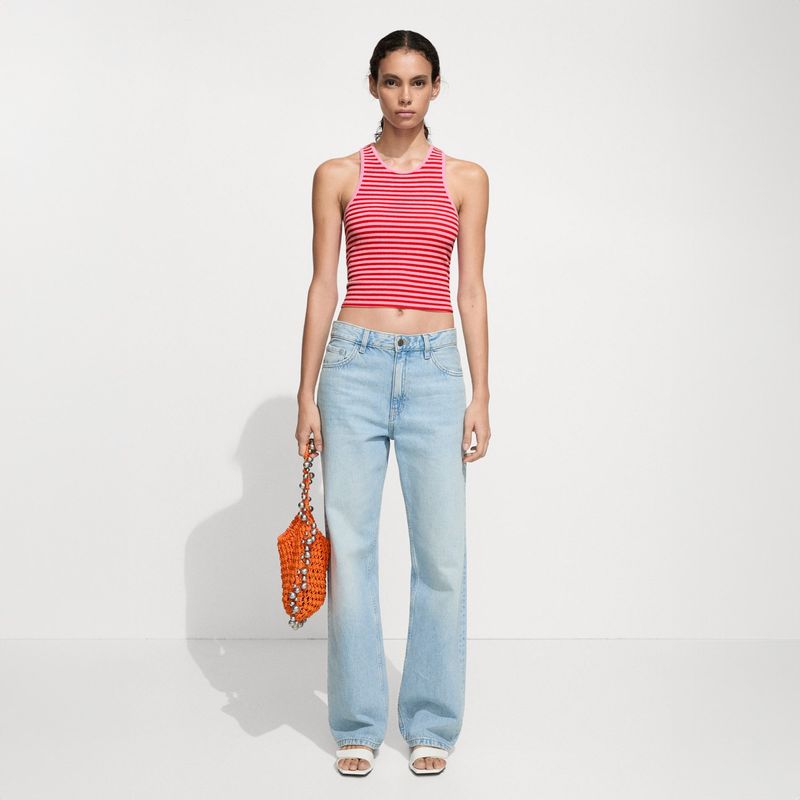 MANGO - Top Punto Rayas Mujer Mango