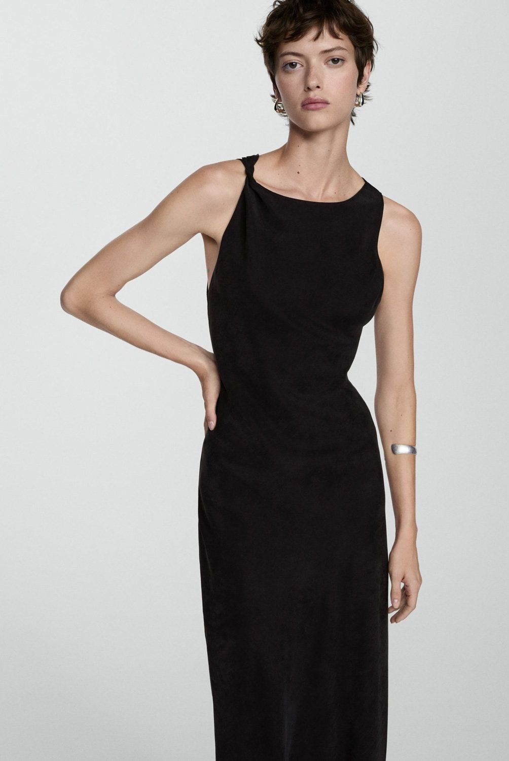 MANGO - Vestido Cupro Abertura Lateral Mujer Mango