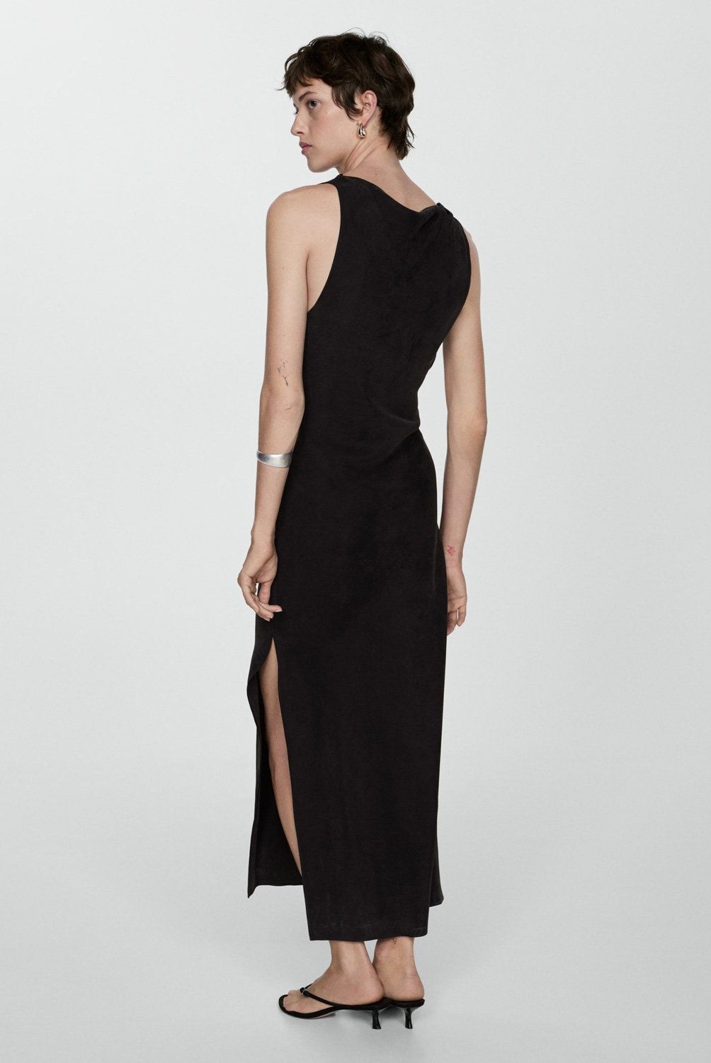 MANGO - Vestido Cupro Abertura Lateral Mujer Mango