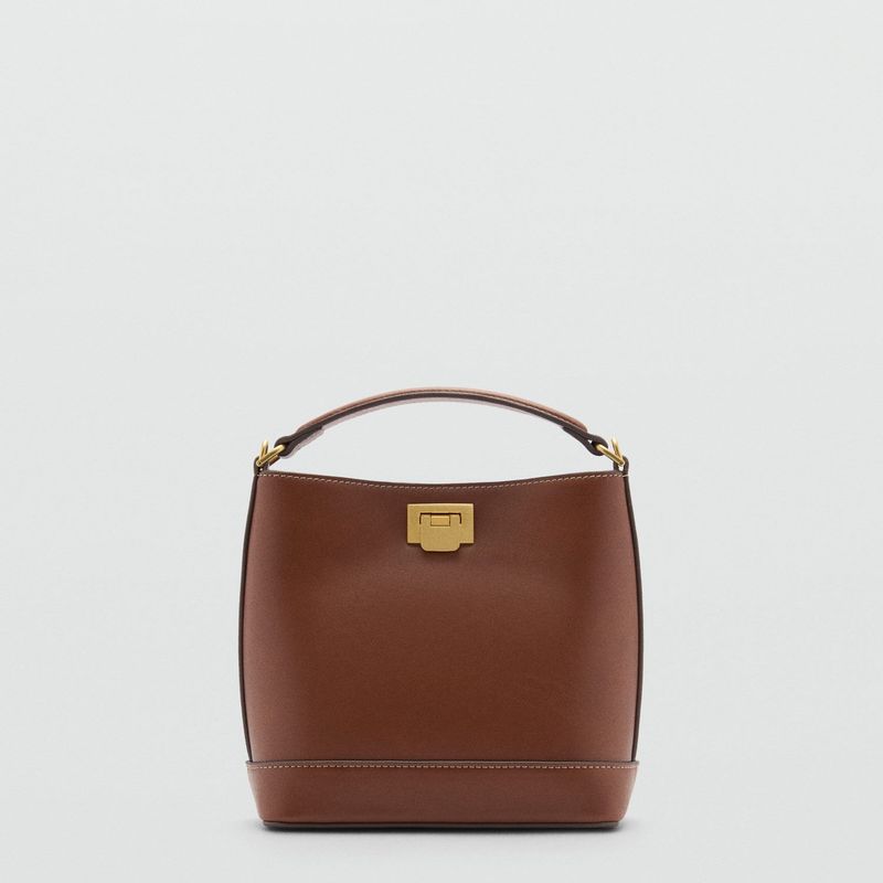 MANGO - Bolso Mini Shopper Detalle Metálico Mujer Mango