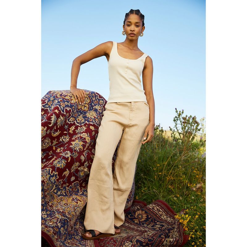 MANGO - Pantalón Recto Fluido Mujer Mango