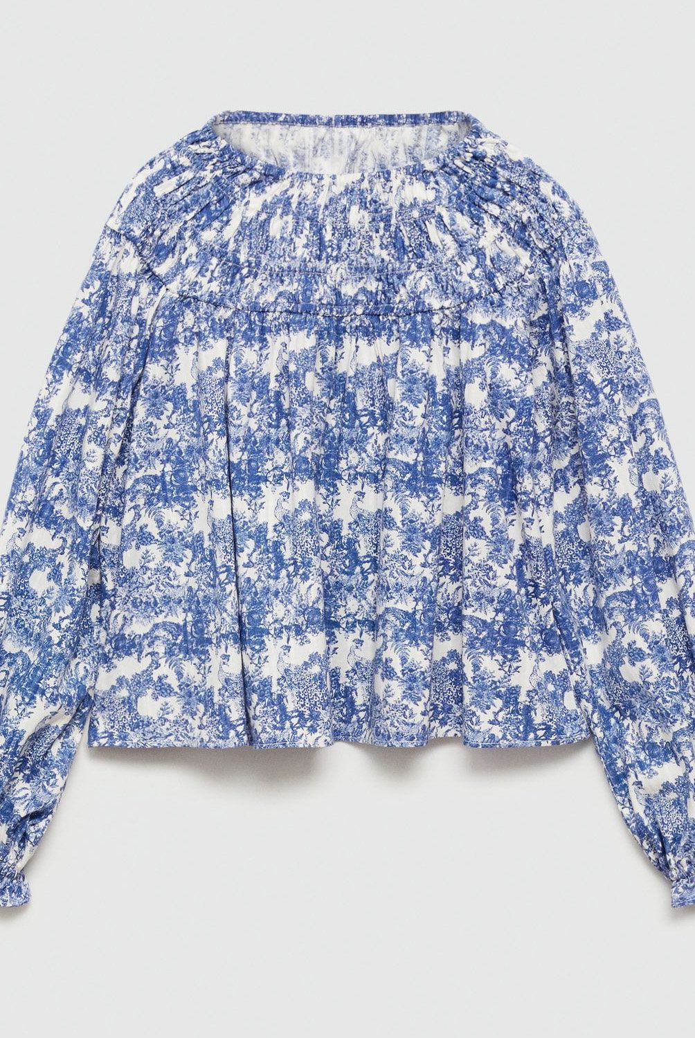 MANGO KIDS - Blusa Estampada Fruncido Niña Mango Kids