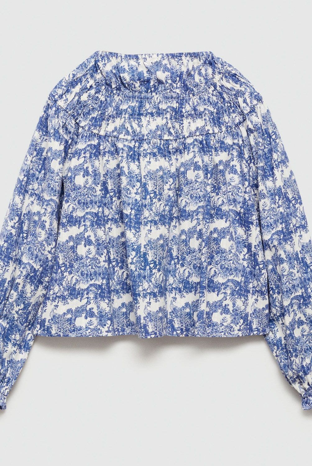 MANGO KIDS - Blusa Estampada Fruncido Niña Mango Kids