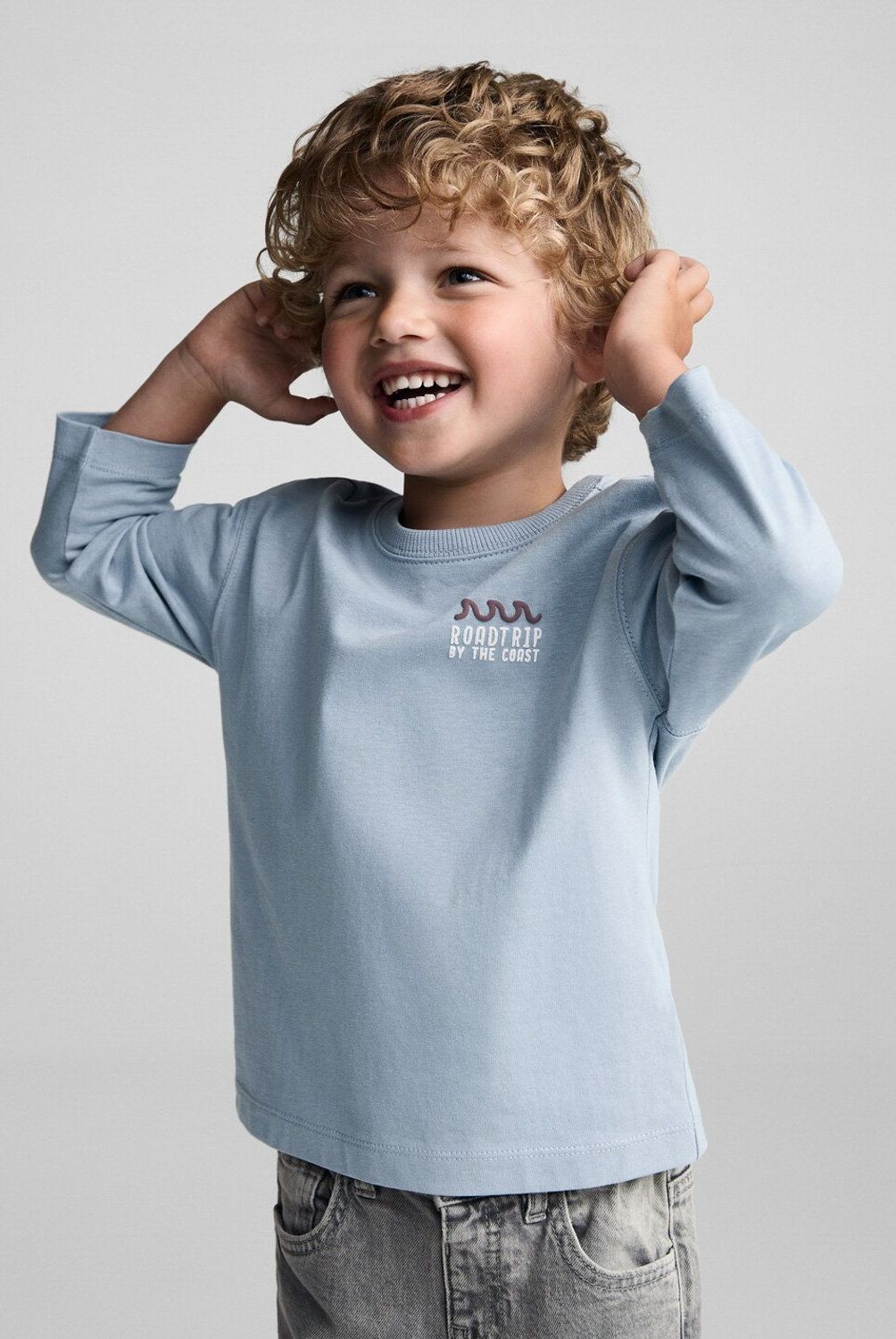 MANGO KIDS - Polera Manga Larga Estampado Relieve Bebé Niño Mango Kids