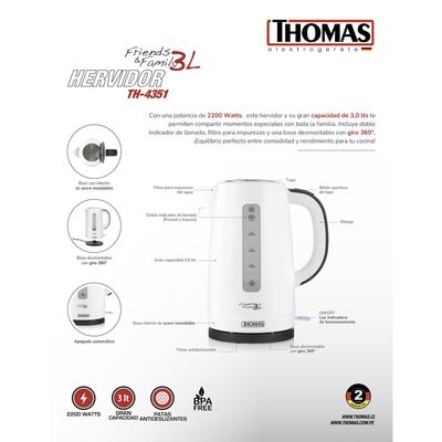 Imagen 2 del producto Hervidor TH-4351 3lts